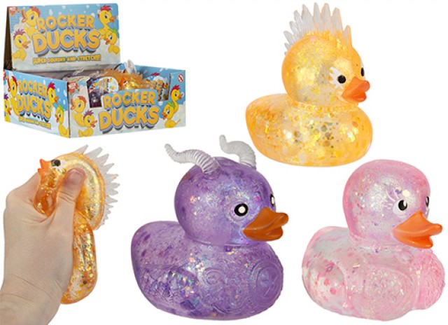 SQUISHY PUNK ROCK DUCKS Paperelle Rock-Punk Squishy 7cm In espo da 12pz 3ass…x12…x96